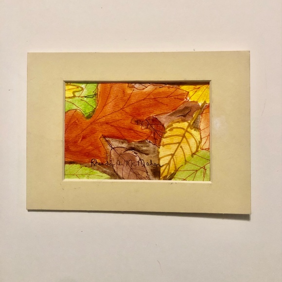 Fall Leaves Watercolor HAND CRAFTED Painting - Picture 4 of 5
